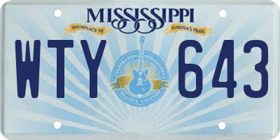 MS license plate WTY643