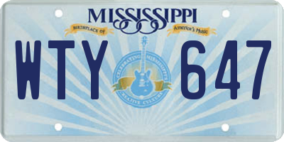 MS license plate WTY647