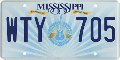 MS license plate WTY705