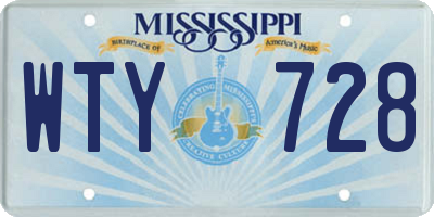 MS license plate WTY728