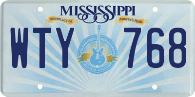 MS license plate WTY768