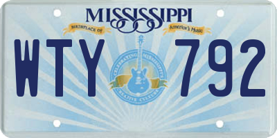 MS license plate WTY792
