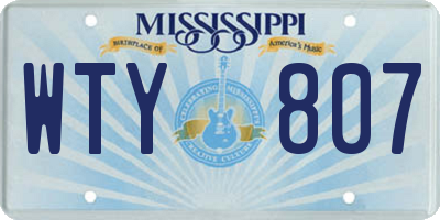 MS license plate WTY807