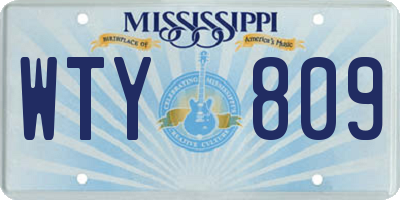 MS license plate WTY809