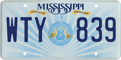 MS license plate WTY839