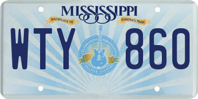 MS license plate WTY860