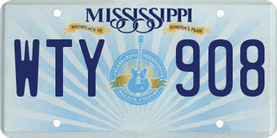 MS license plate WTY908