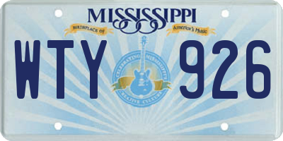 MS license plate WTY926