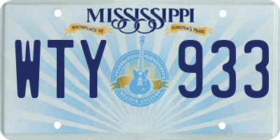 MS license plate WTY933