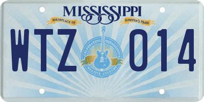 MS license plate WTZ014