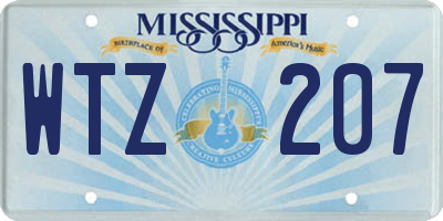 MS license plate WTZ207