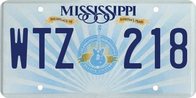 MS license plate WTZ218
