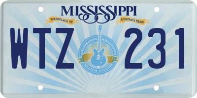 MS license plate WTZ231