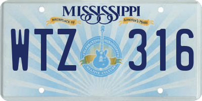 MS license plate WTZ316