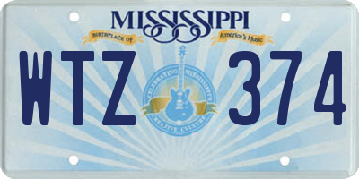MS license plate WTZ374