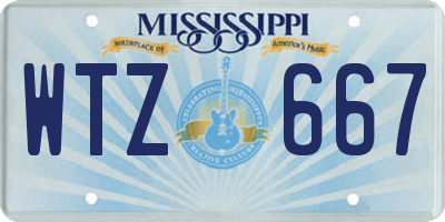 MS license plate WTZ667