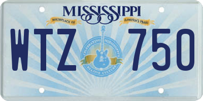 MS license plate WTZ750