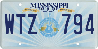 MS license plate WTZ794