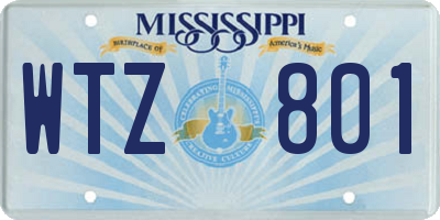MS license plate WTZ801