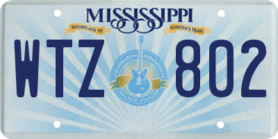 MS license plate WTZ802