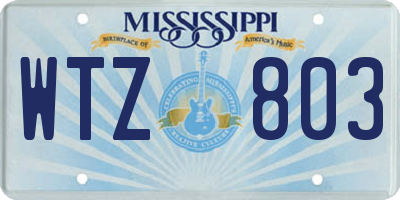 MS license plate WTZ803