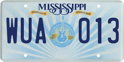 MS license plate WUA013