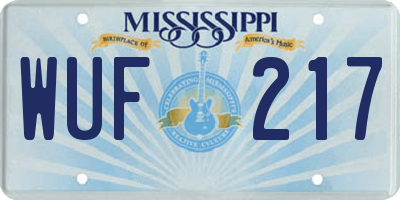 MS license plate WUF217