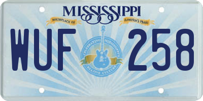 MS license plate WUF258