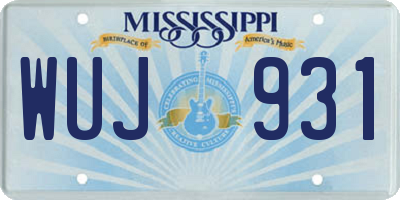 MS license plate WUJ931