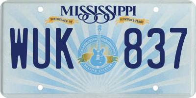 MS license plate WUK837