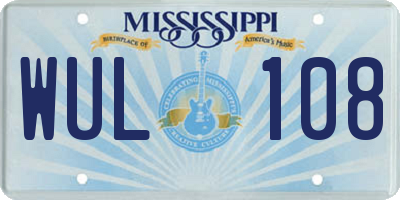 MS license plate WUL108