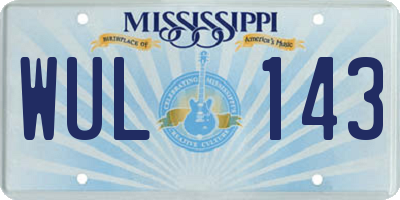 MS license plate WUL143