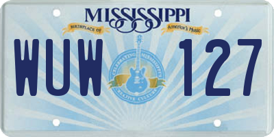 MS license plate WUW127