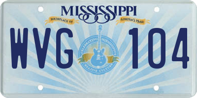 MS license plate WVG104