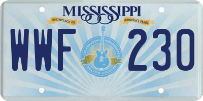 MS license plate WWF230