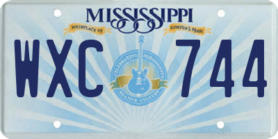MS license plate WXC744