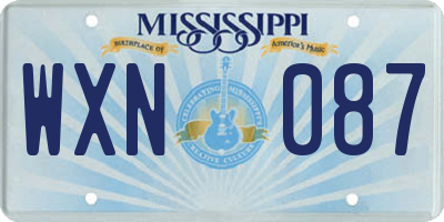 MS license plate WXN087