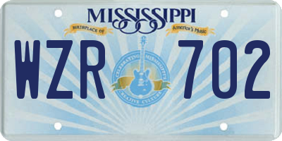 MS license plate WZR702