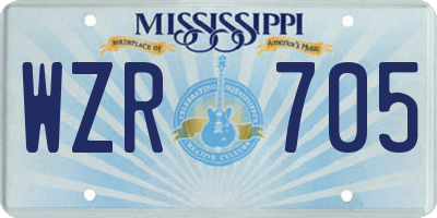 MS license plate WZR705