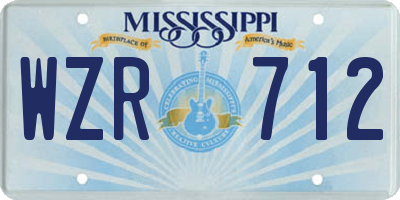MS license plate WZR712