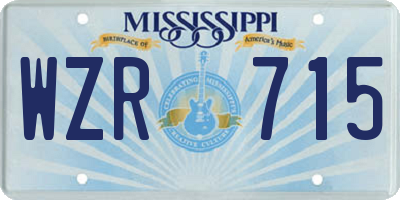 MS license plate WZR715