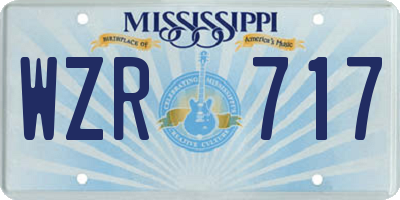 MS license plate WZR717