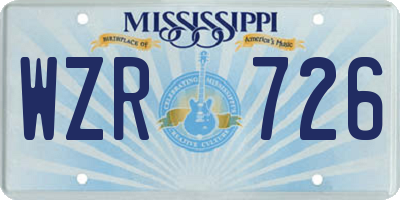 MS license plate WZR726