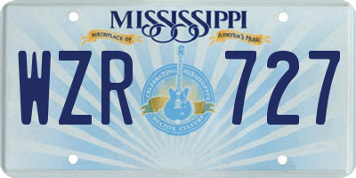 MS license plate WZR727