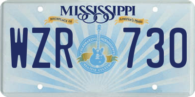 MS license plate WZR730