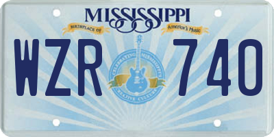 MS license plate WZR740