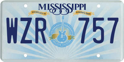MS license plate WZR757