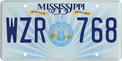 MS license plate WZR768