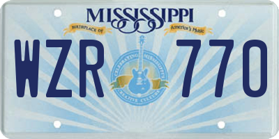 MS license plate WZR770