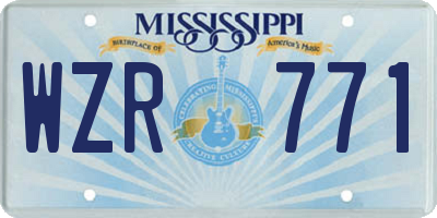 MS license plate WZR771